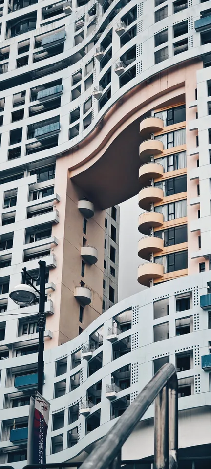 Curved balconies on a high-rise building