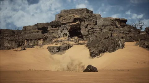 Weathered ruins in a sandy landscape