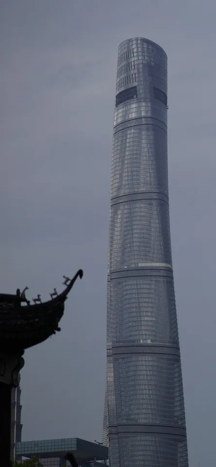 Shanghai Tower under a grey sky