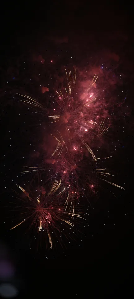 A burst of fireworks in the dark