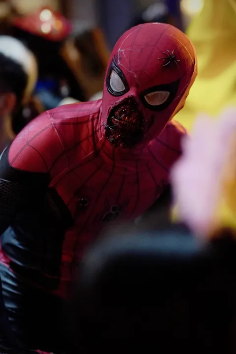A person dressed as Spider-Man
